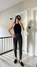 BLACK FUZZ LEGGINGS