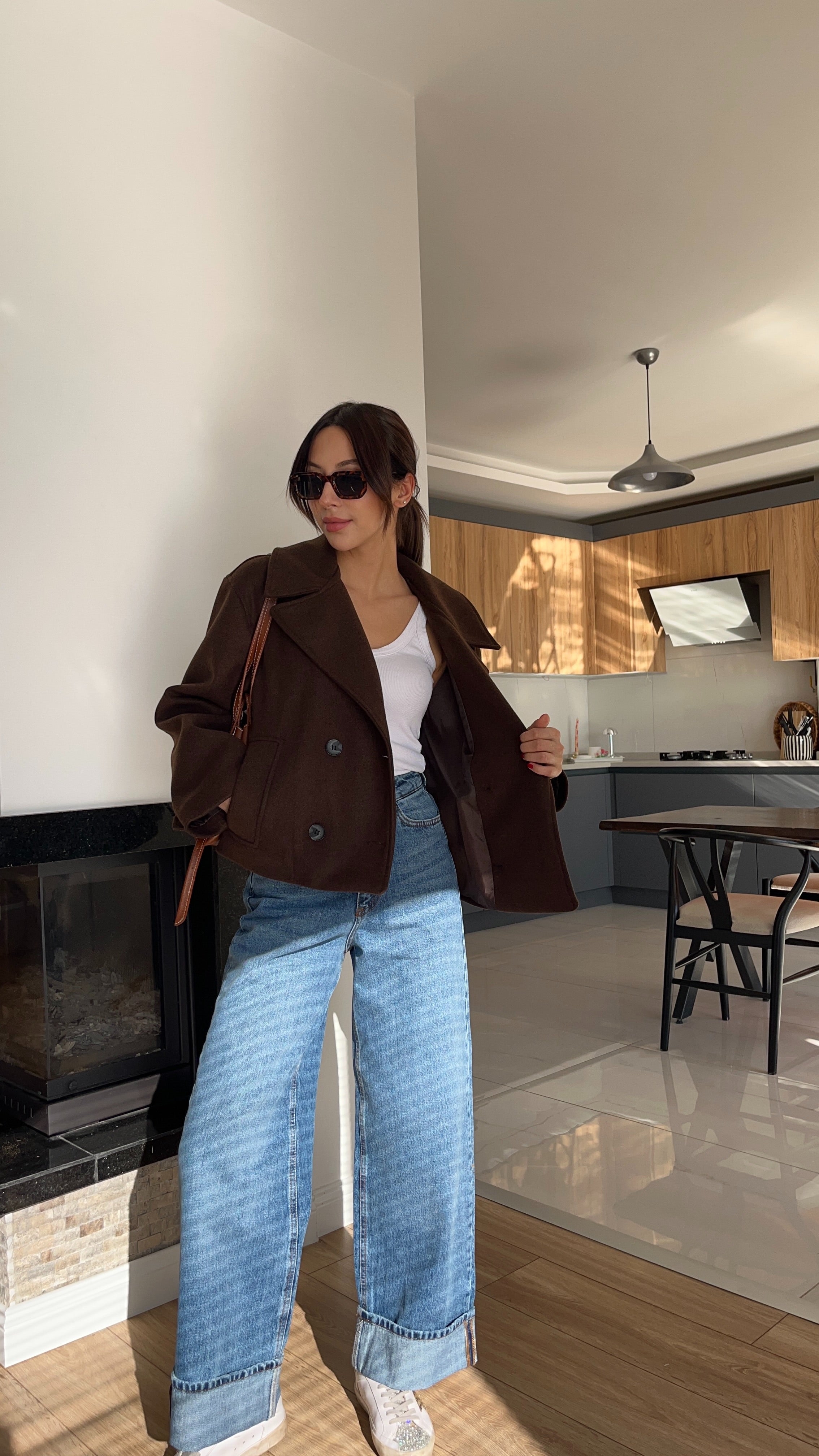 PREMIUM CASHMERE COAT WITH BROWN INNER LINING