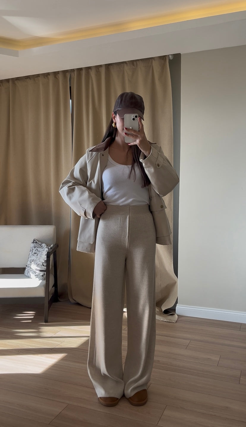 Cream Knitted Trousers