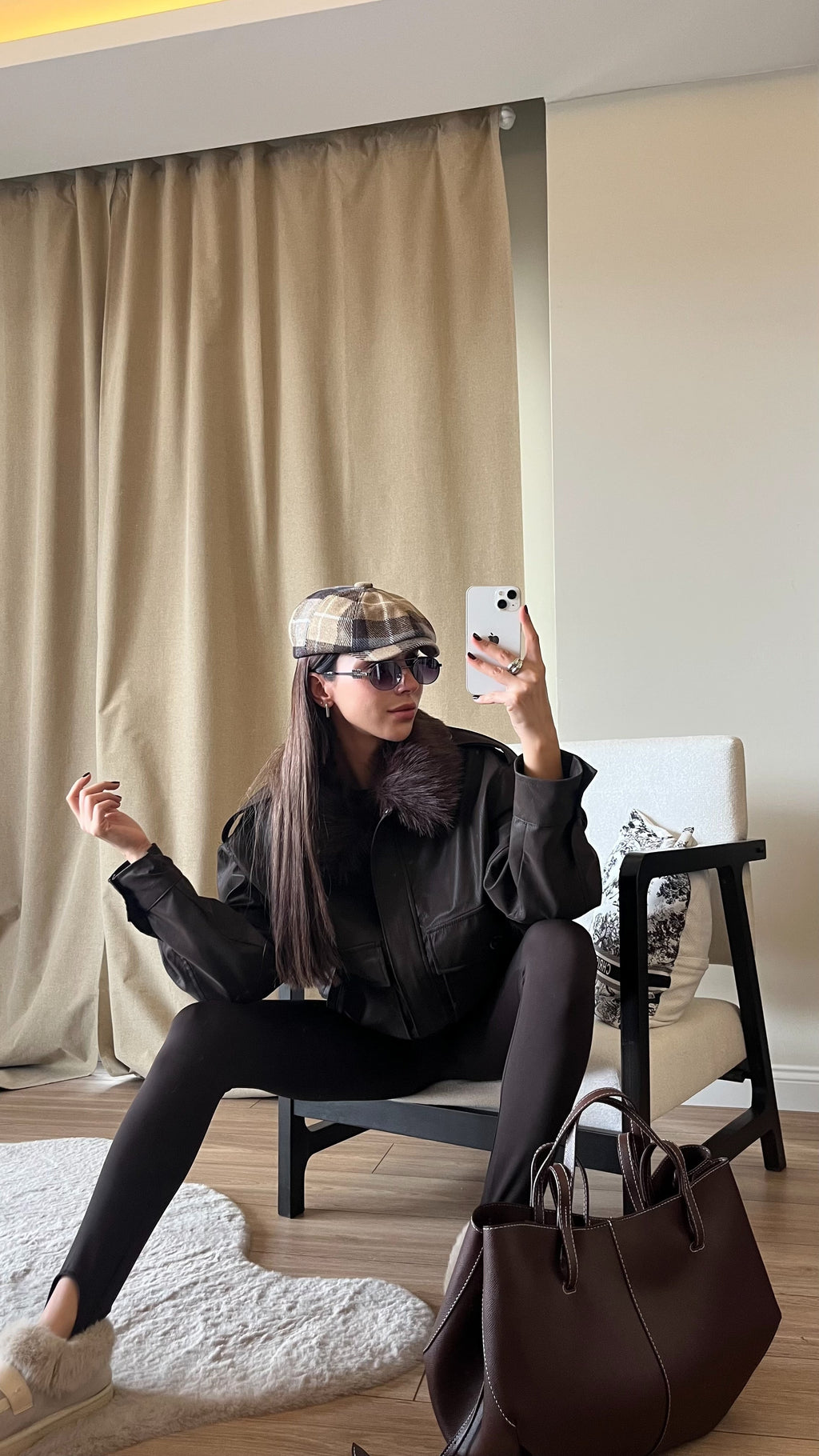 COLLAR FUR DETAIL PREMIUM LEATHER JACKET