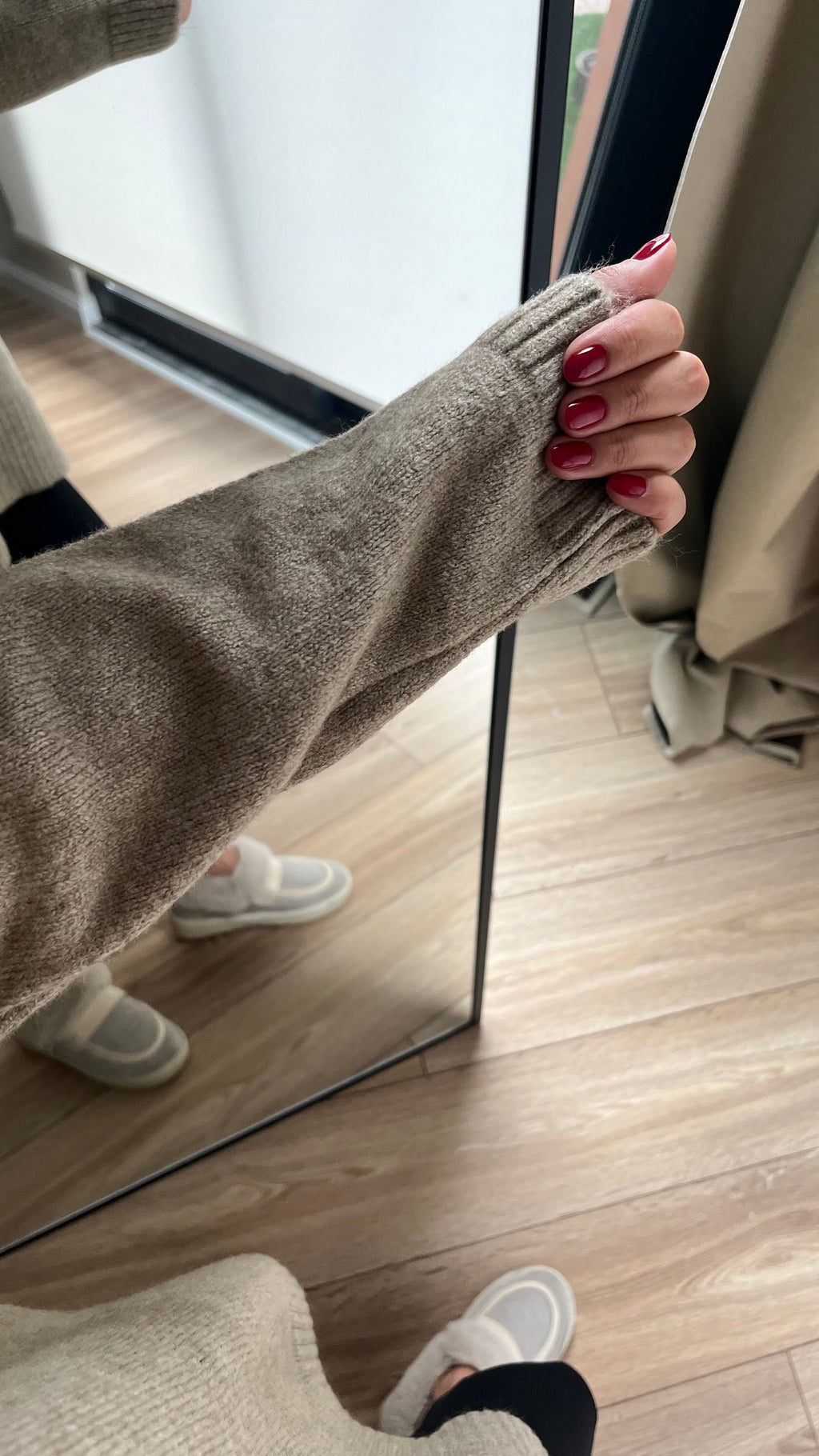 Crew Neck Oversize Beige Sweater