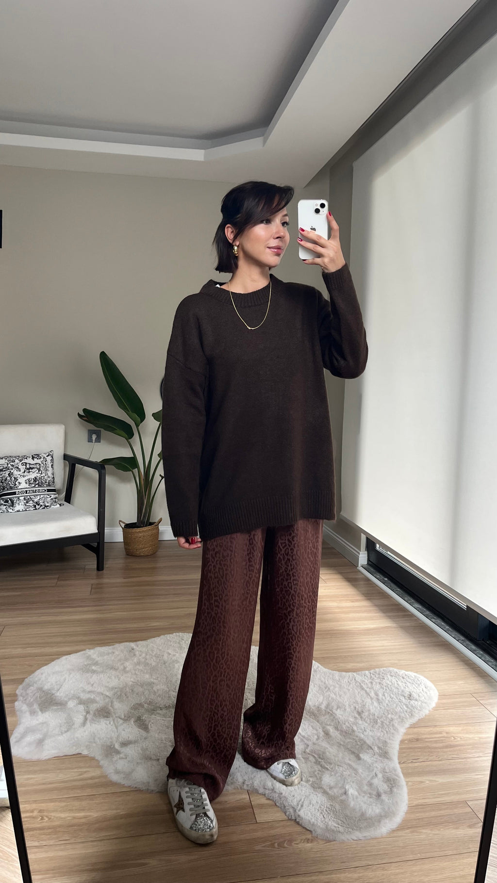 Crew Neck Brown Sweater