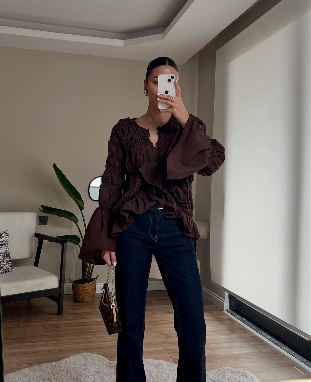 Ruffle Detail Pleated Shirt