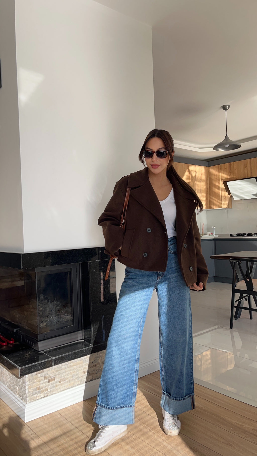 PREMIUM CASHMERE COAT WITH BROWN INNER LINING