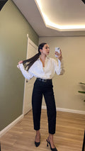 BLACK LYCRA MOM JEANS