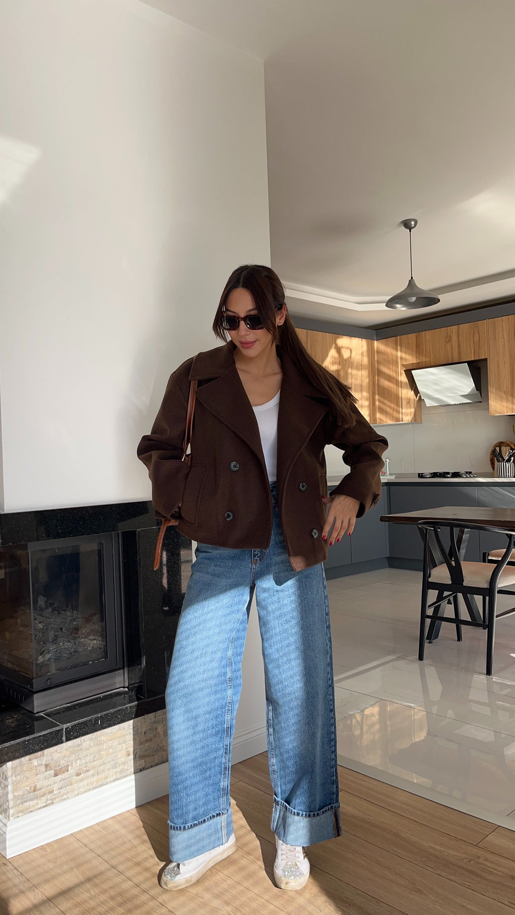 PREMIUM CASHMERE COAT WITH BROWN INNER LINING