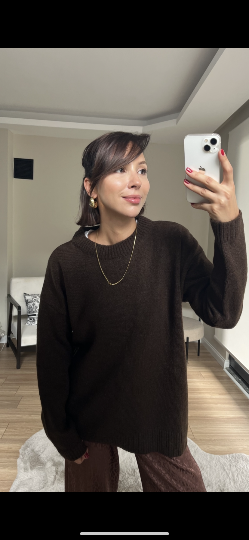 Crew Neck Brown Sweater