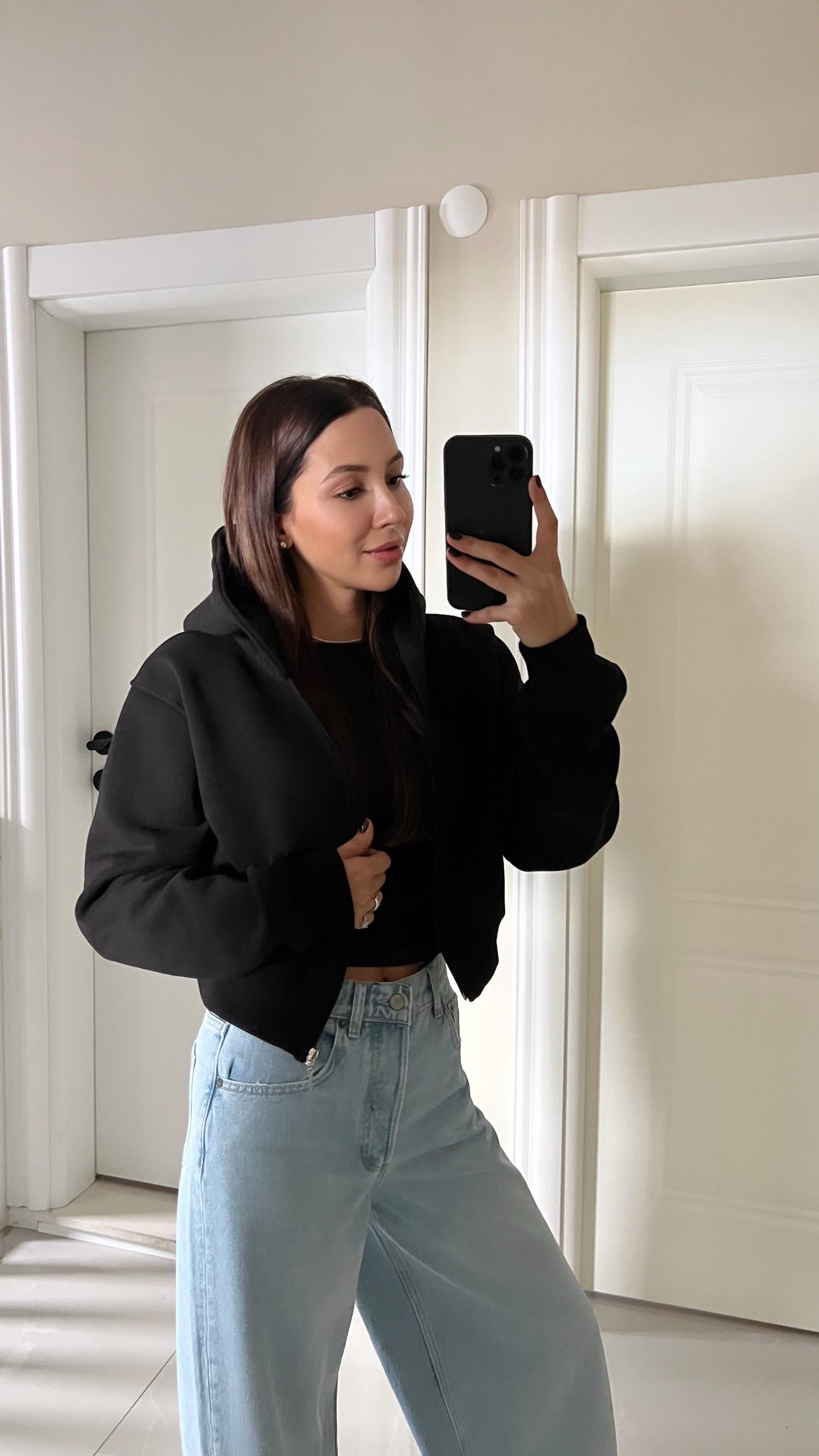 BLACK SHARDON HOODED CARDIGAN