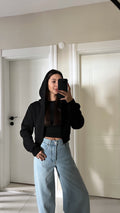 BLACK SHARDON HOODED CARDIGAN