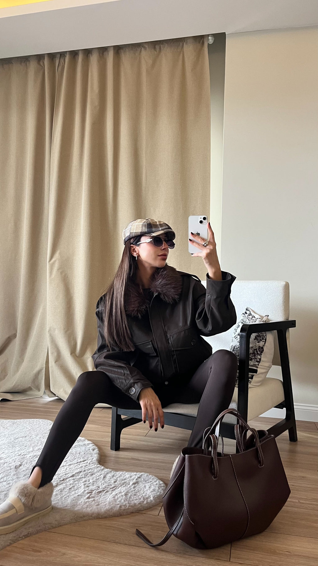 BROWN FUZZO LEGGINGS